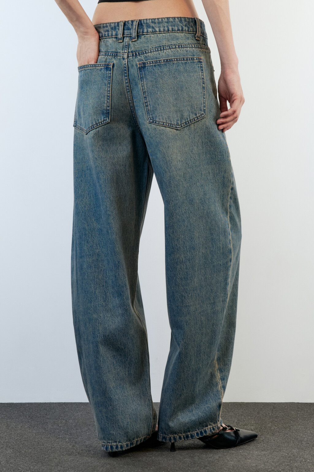 Джинсы baggy fit с низкой посадкой - цвет бордовый - 4