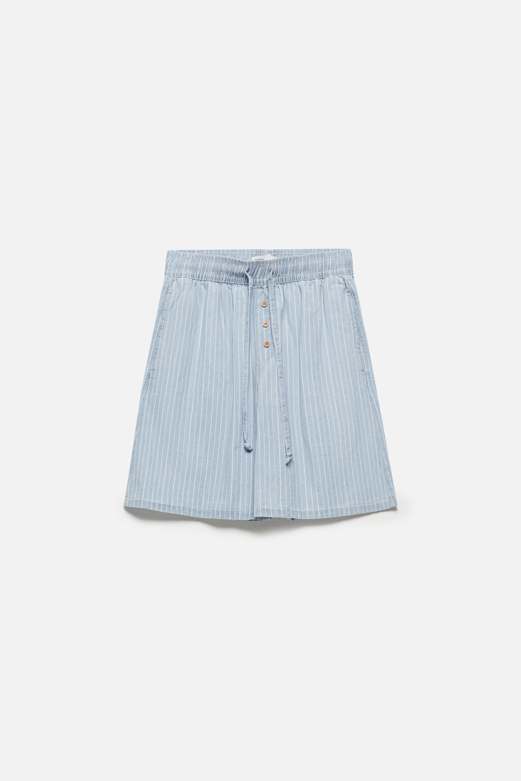 Шорты джинсовые свободные с поясом на завязках - цвет голубой - 8