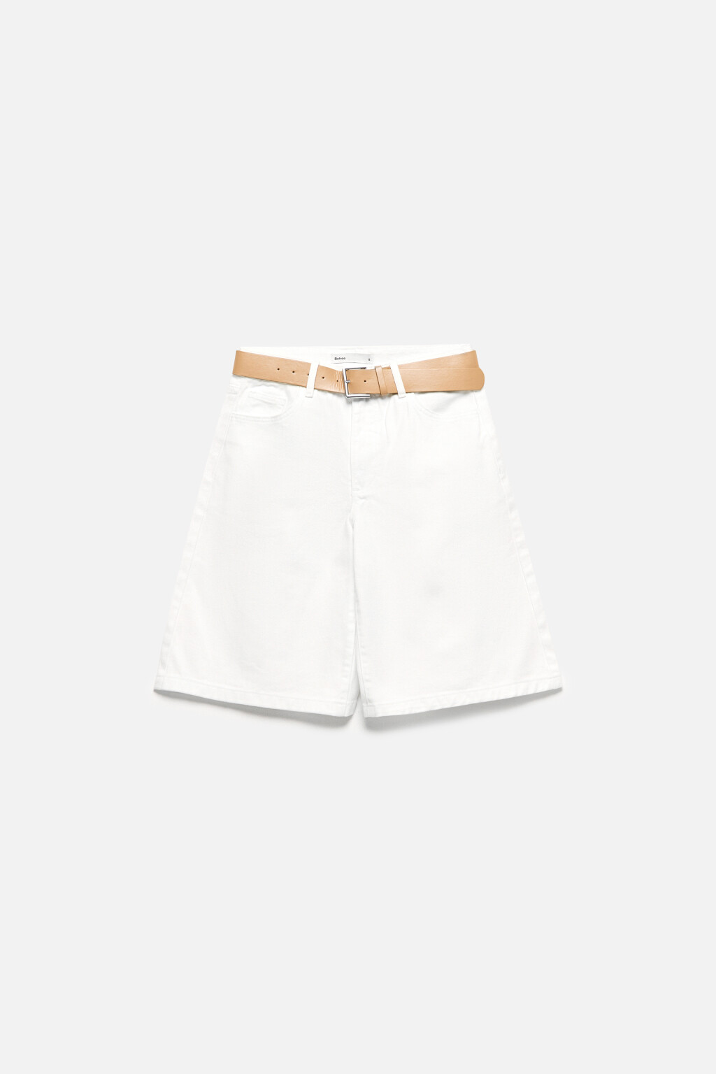 Шорты джинсовые с высокой посадкой и ремнем - цвет белый - 8
