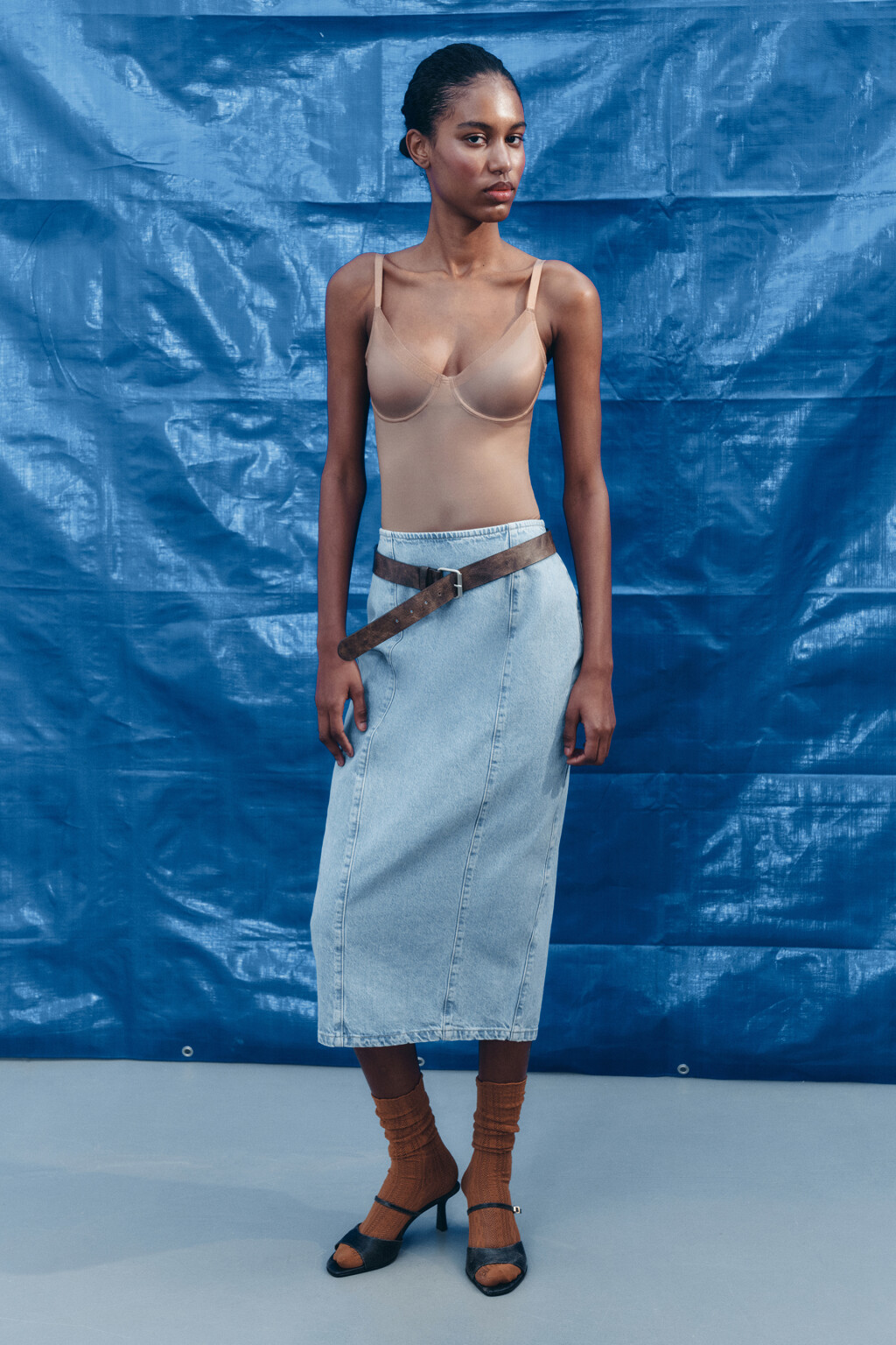 Юбка-карандаш миди джинсовая - цвет голубой - 9