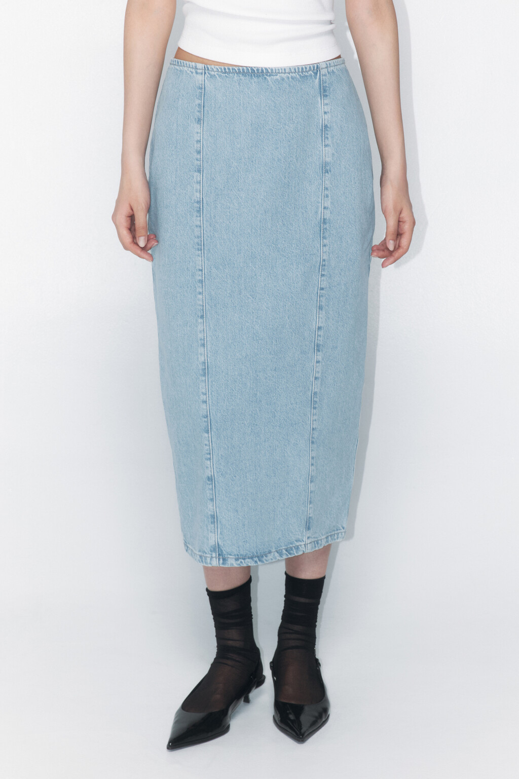 Юбка-карандаш миди джинсовая - цвет голубой - 2