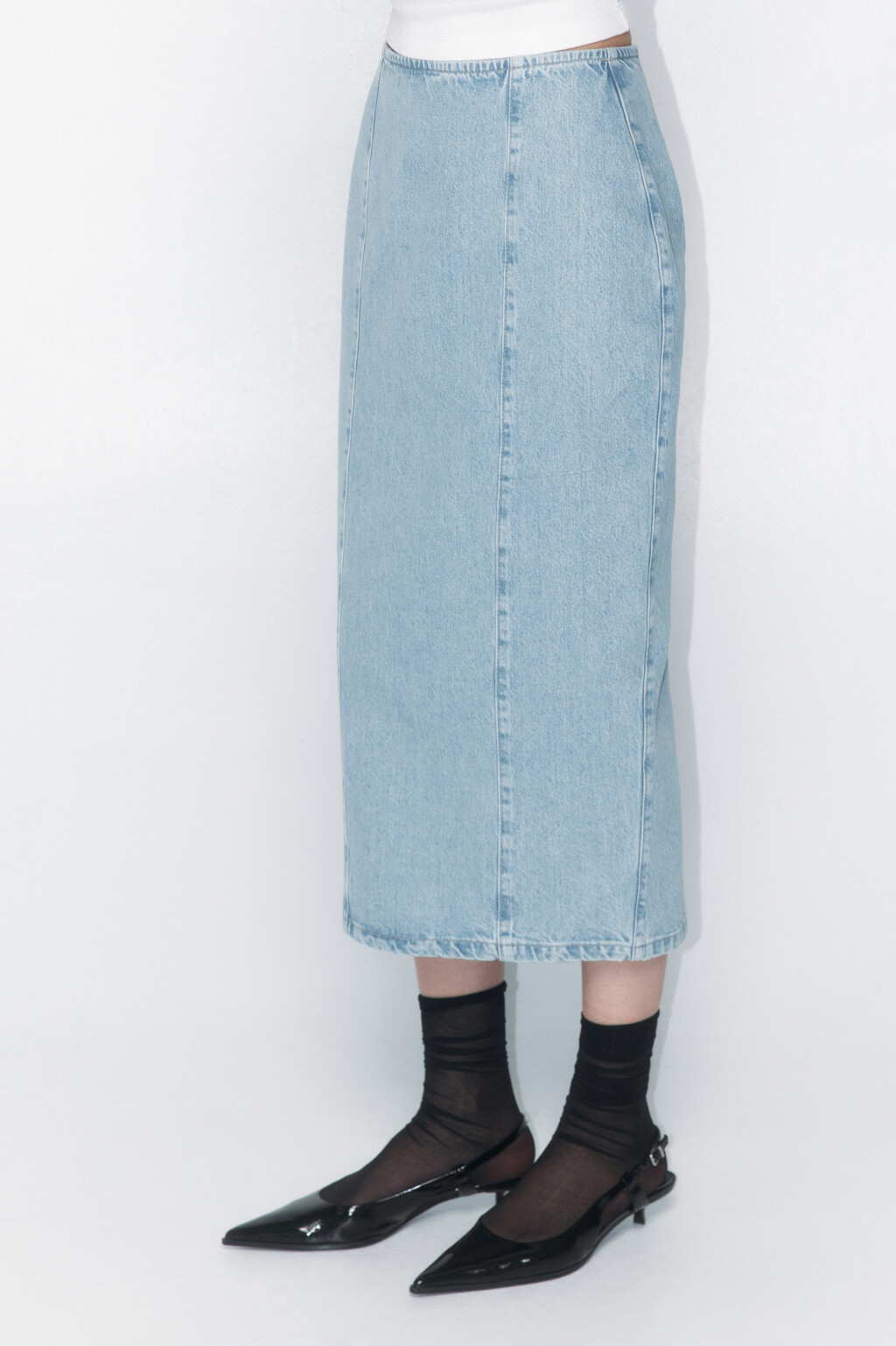 Юбка-карандаш миди джинсовая - цвет голубой - 3