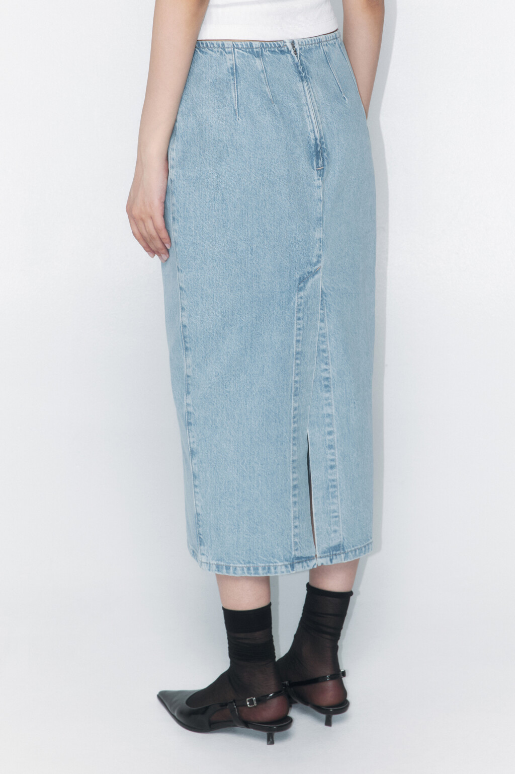 Юбка-карандаш миди джинсовая - цвет голубой - 4