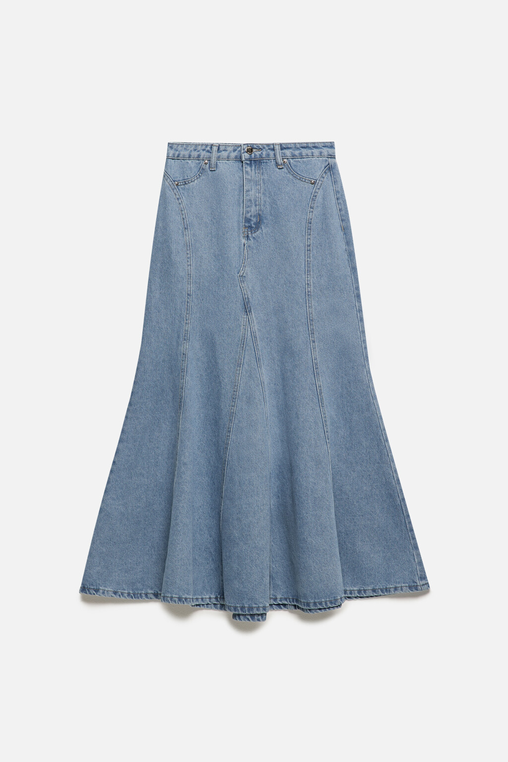 Юбка-годе макси джинсовая - цвет голубой - 8