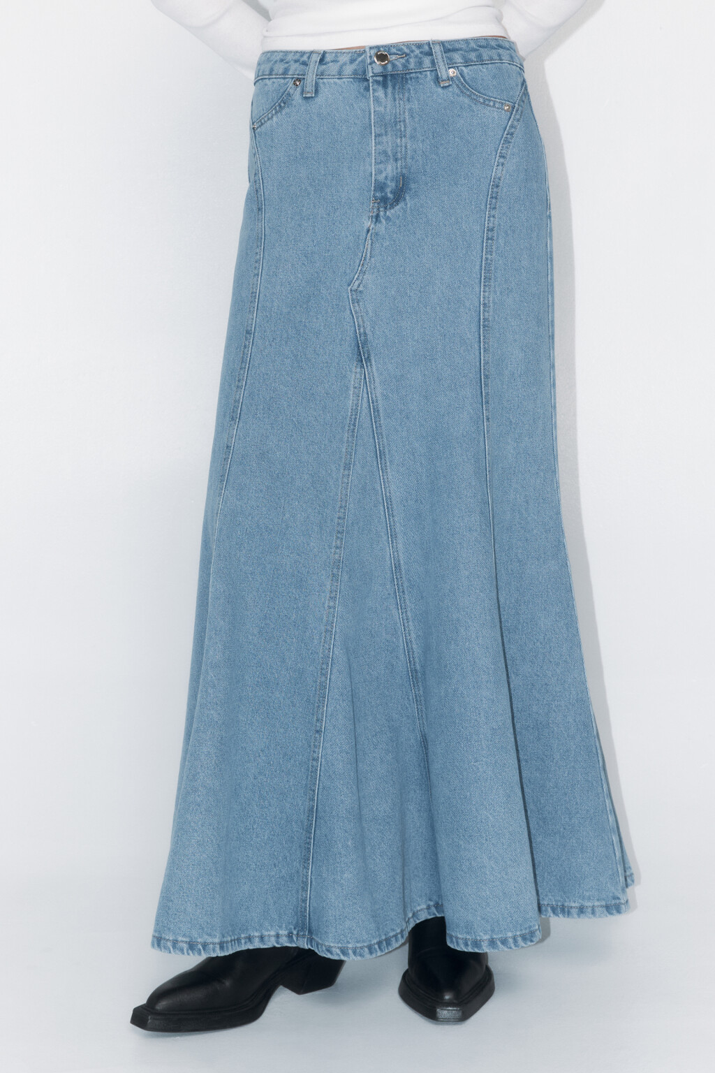 Юбка-годе макси джинсовая - цвет голубой - 2