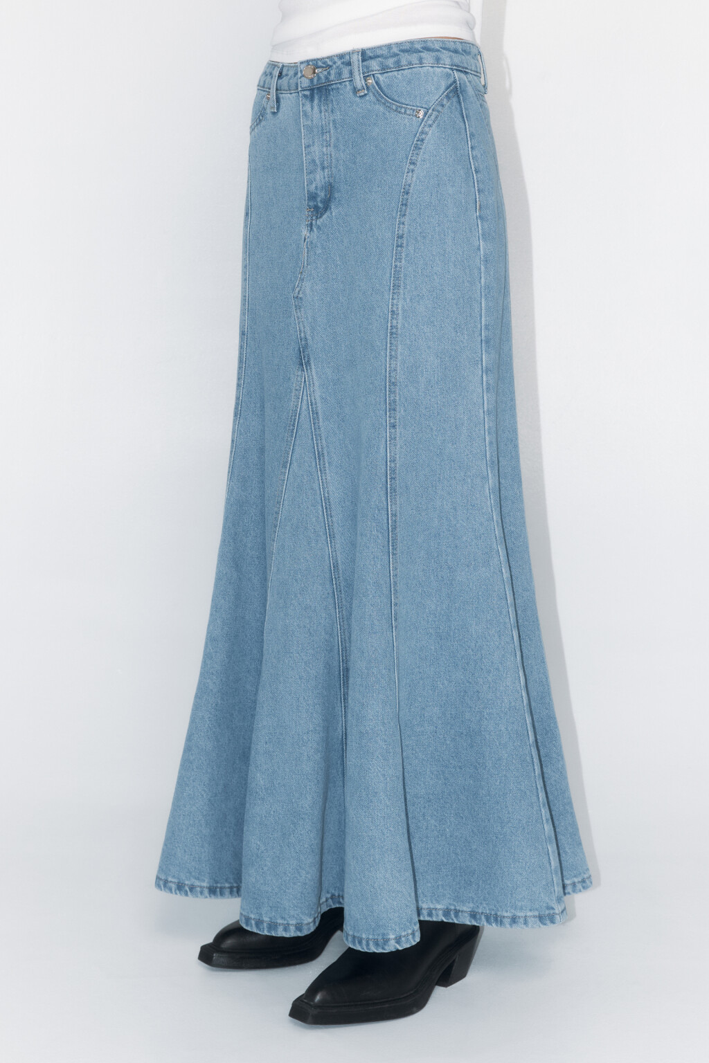 Юбка-годе макси джинсовая - цвет голубой - 3