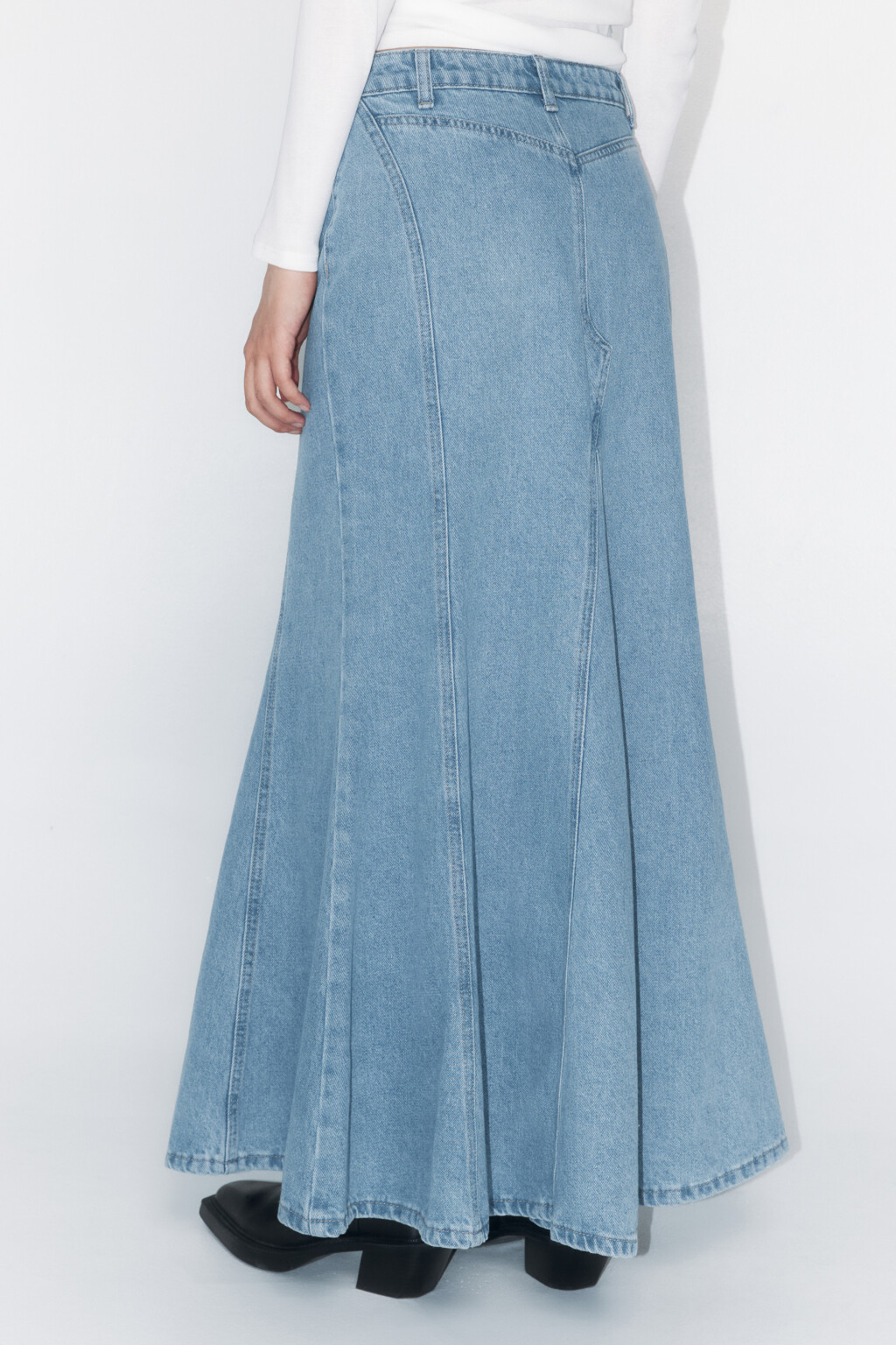 Юбка-годе макси джинсовая - цвет голубой - 4