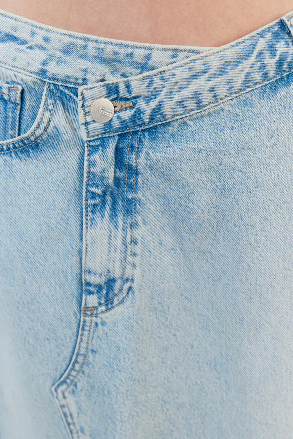 Юбка миди джинсовая с асимметричным поясом - цвет синий - 6