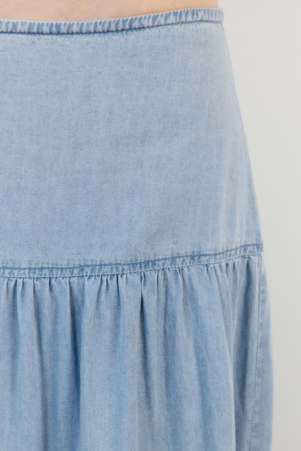 Юбка-трапеция макси джинсовая ярусная - цвет голубой - 6