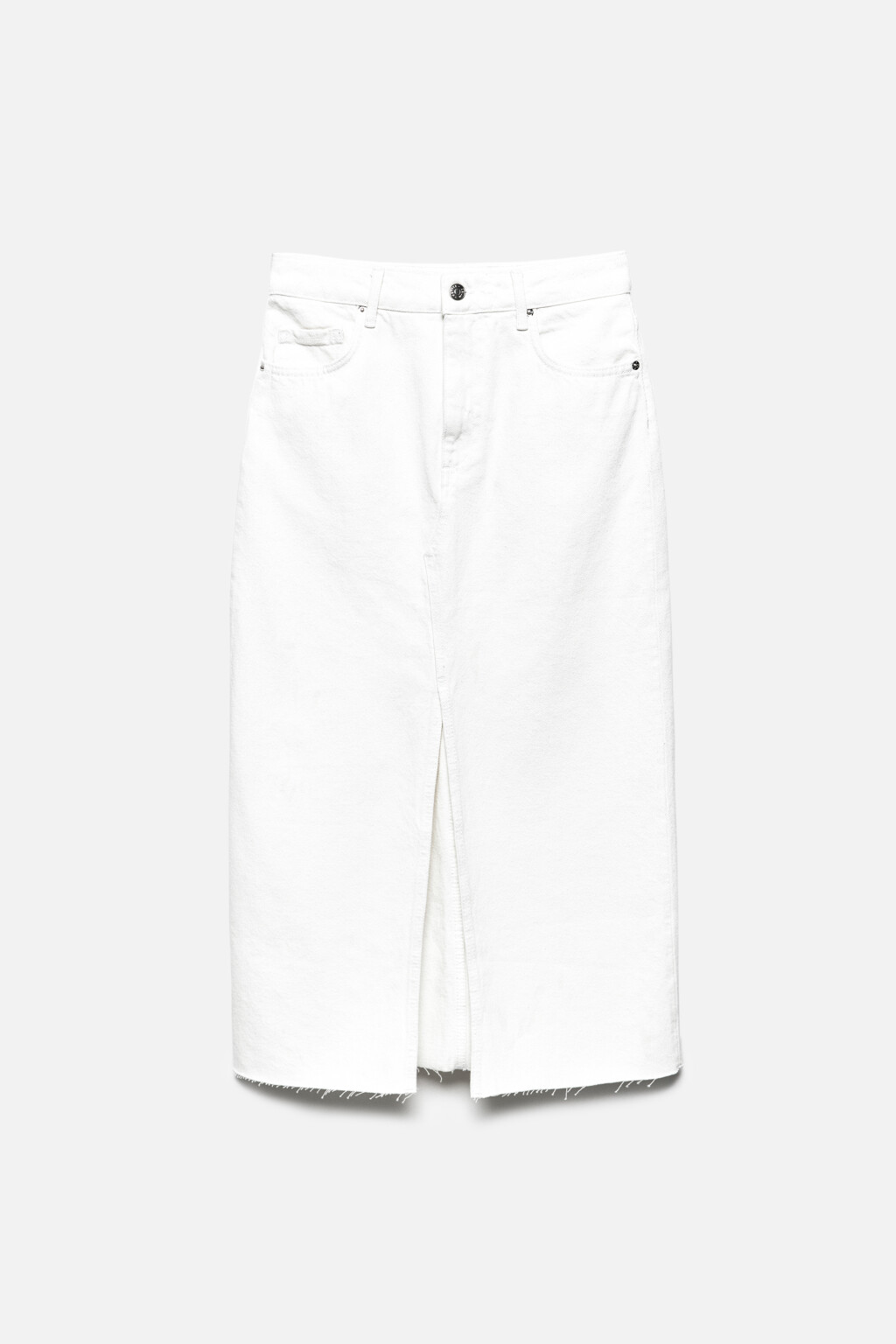 Юбка миди джинсовая с открытыми срезами - цвет белый - 8