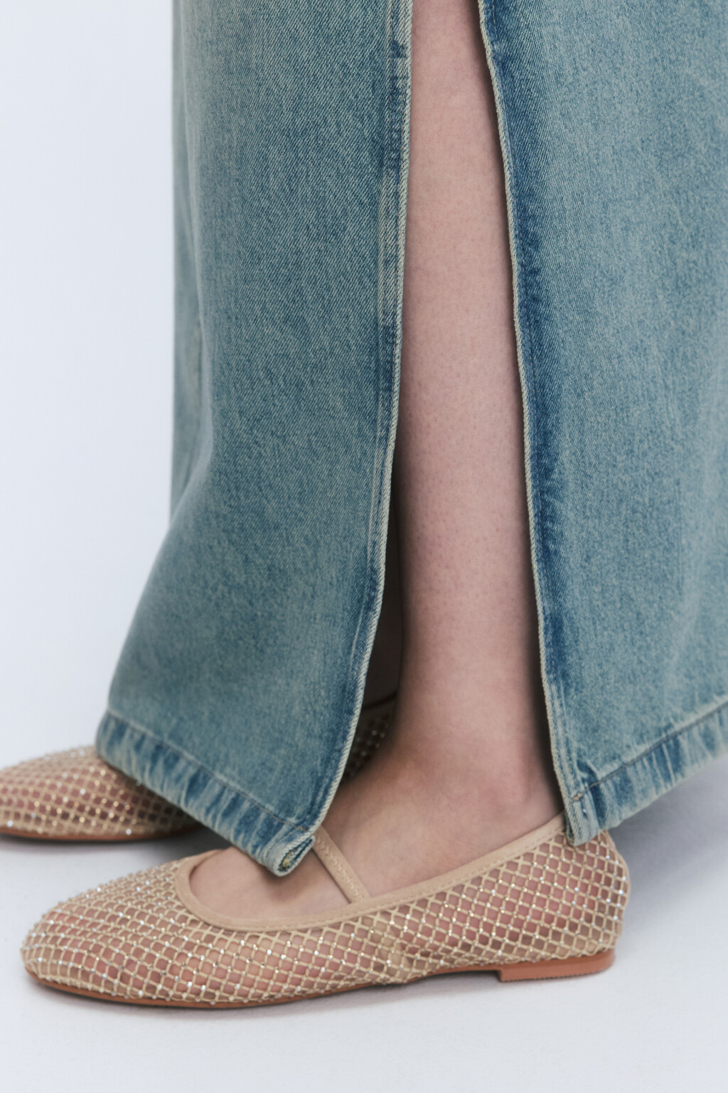 Юбка макси джинсовая с эффектом масляной стирки - цвет синий - 8