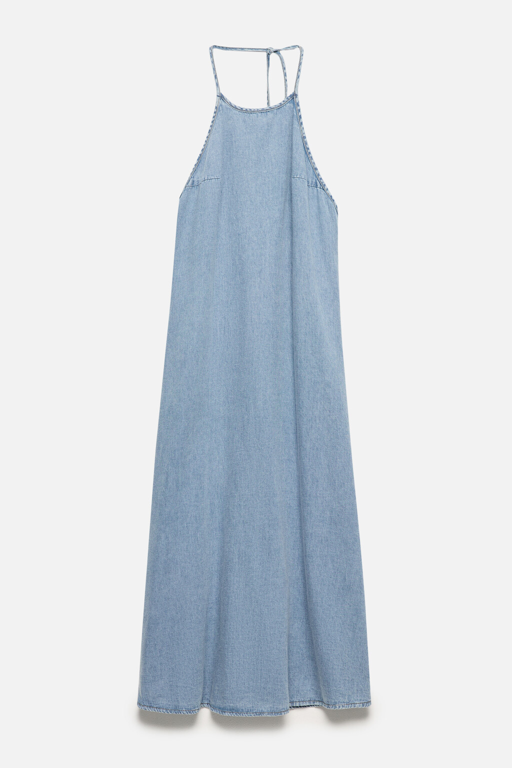 Платье-сарафан макси джинсовое на бретельках - цвет голубой - 9