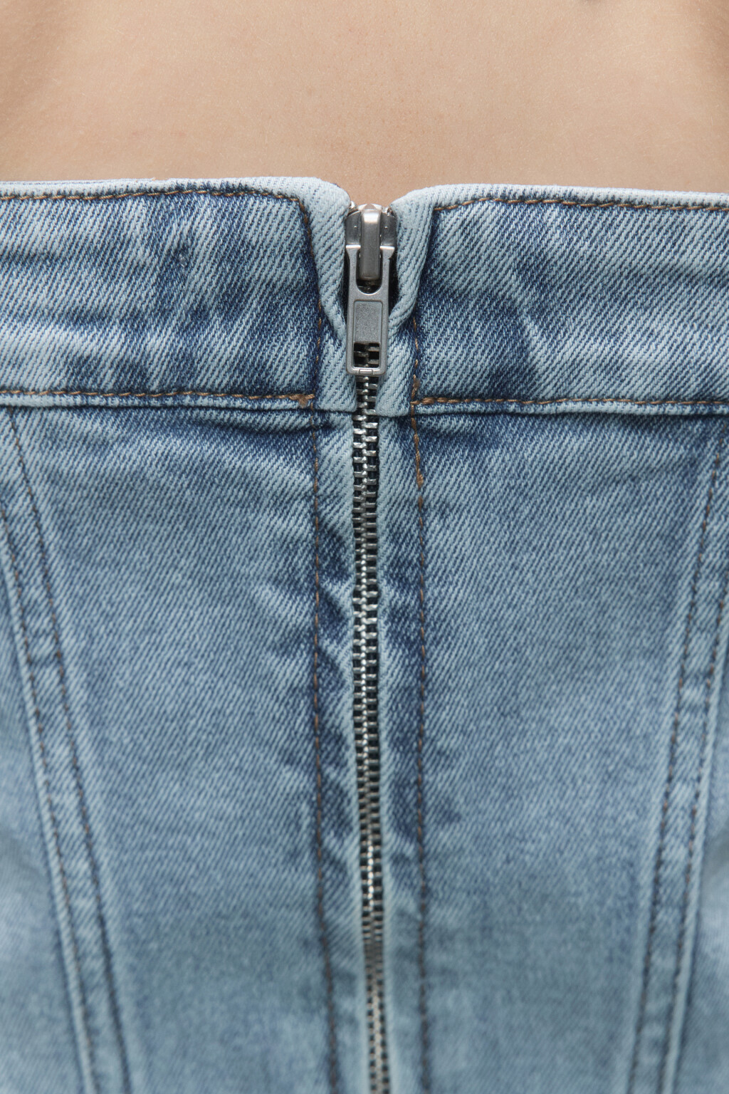 Топ-корсет джинсовый на молнии - цвет голубой - 6