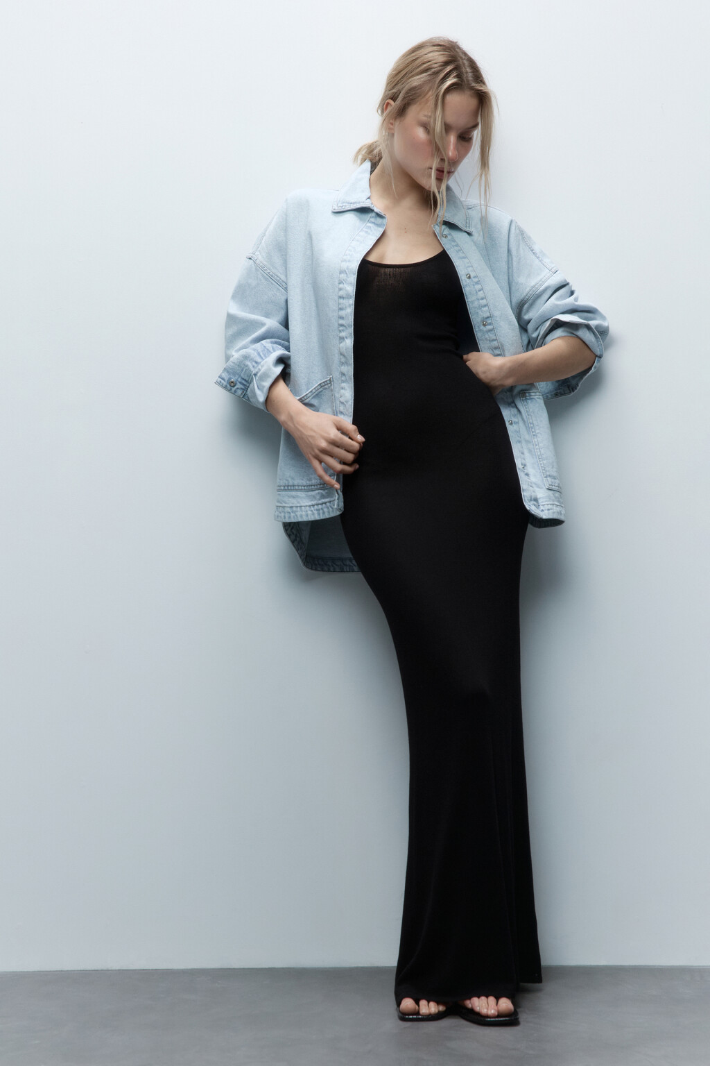 Рубашка oversize джинсовая с карманами - цвет голубой - 2