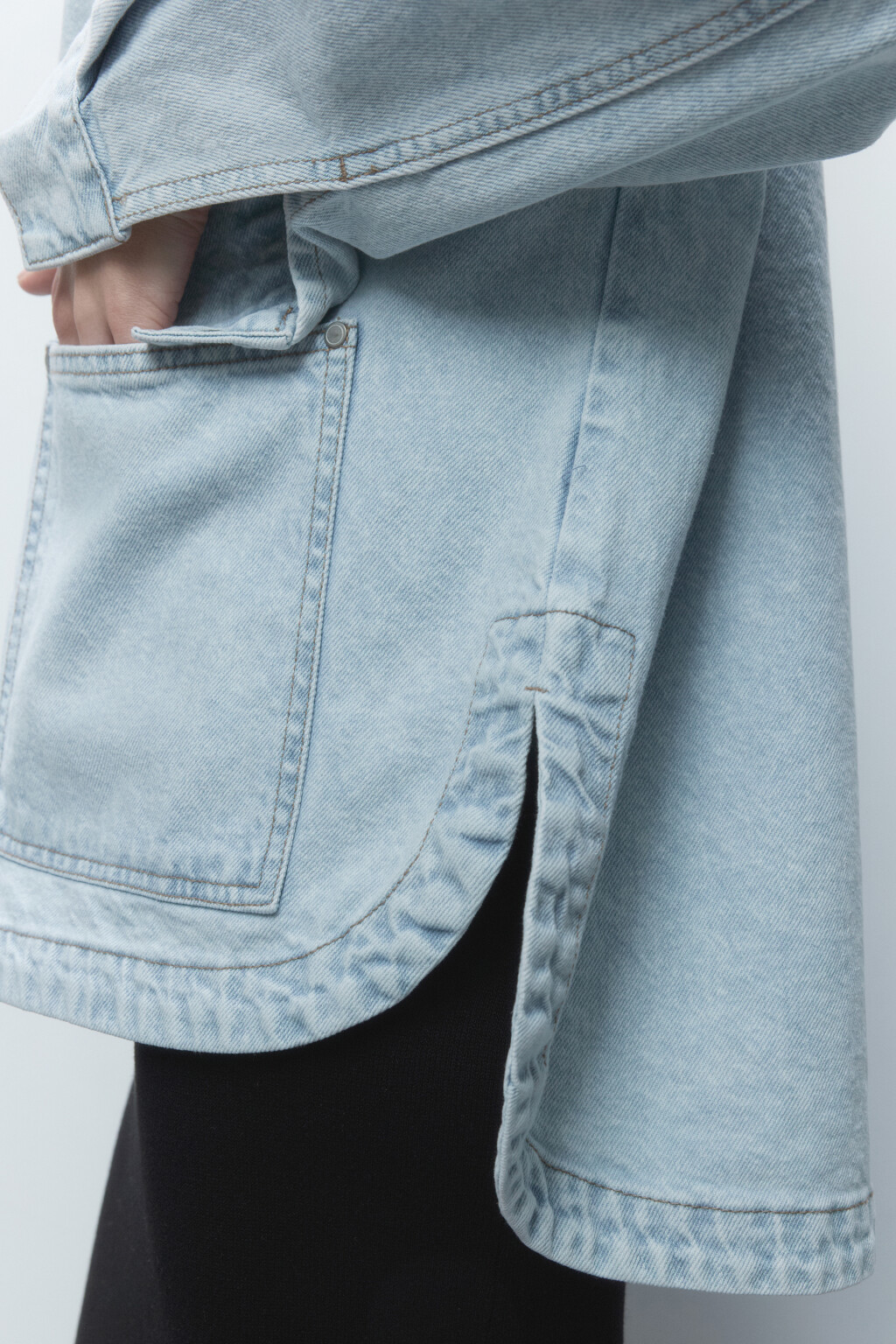Рубашка oversize джинсовая с карманами - цвет голубой - 8