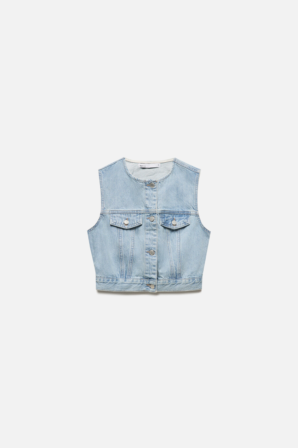 Жилет джинсовый укороченный с карманами - цвет голубой - 9