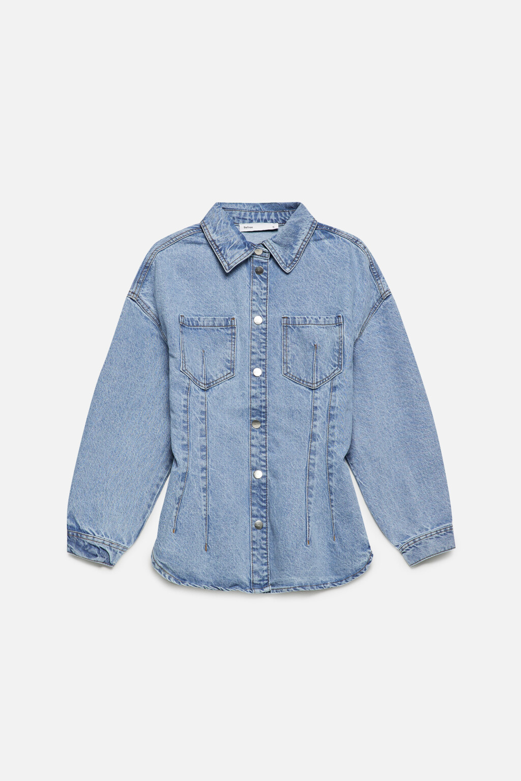 Блузка-рубашка джинсовая приталенная - цвет голубой - 9