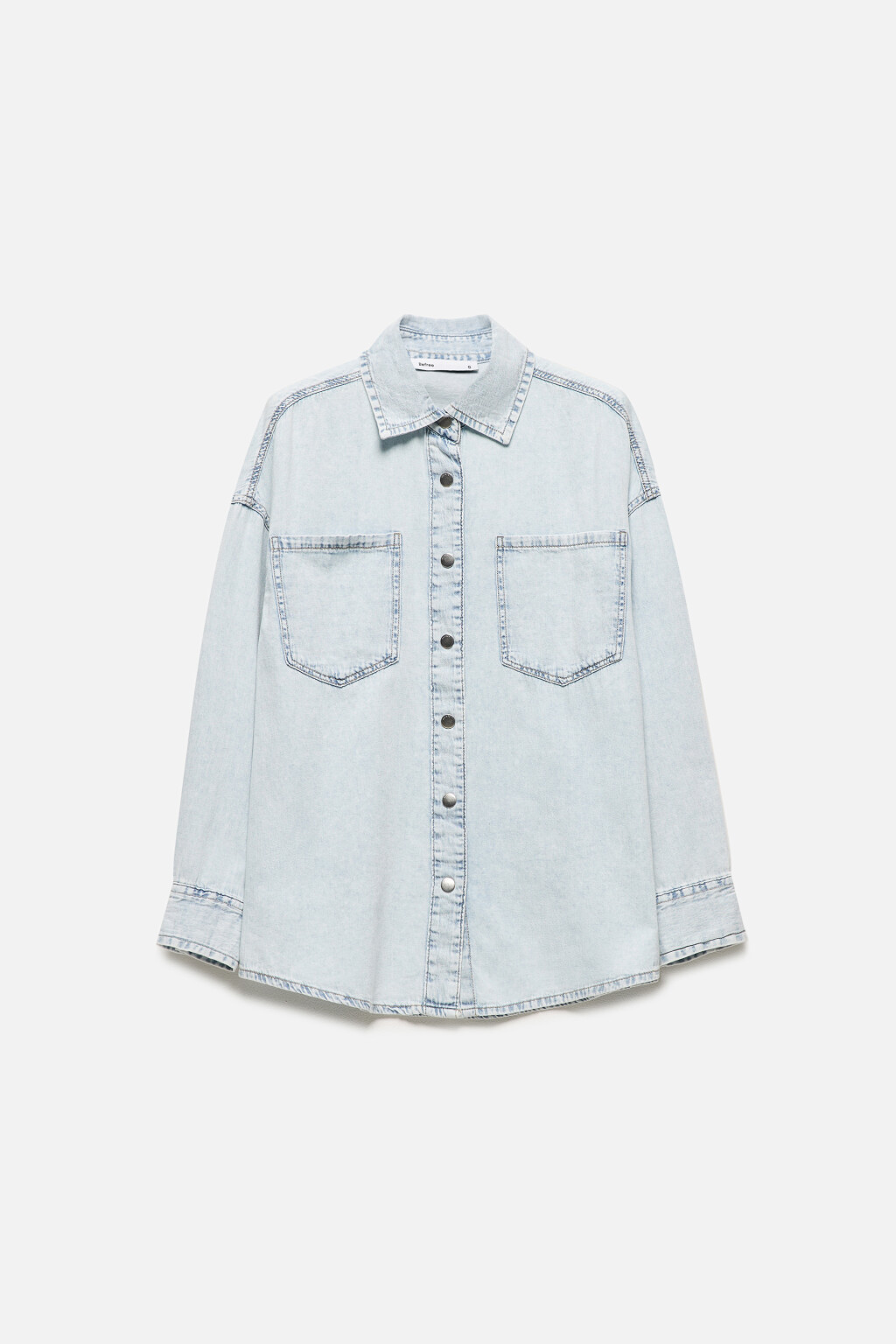 Рубашка oversize джинсовая с карманами - цвет голубой - 9