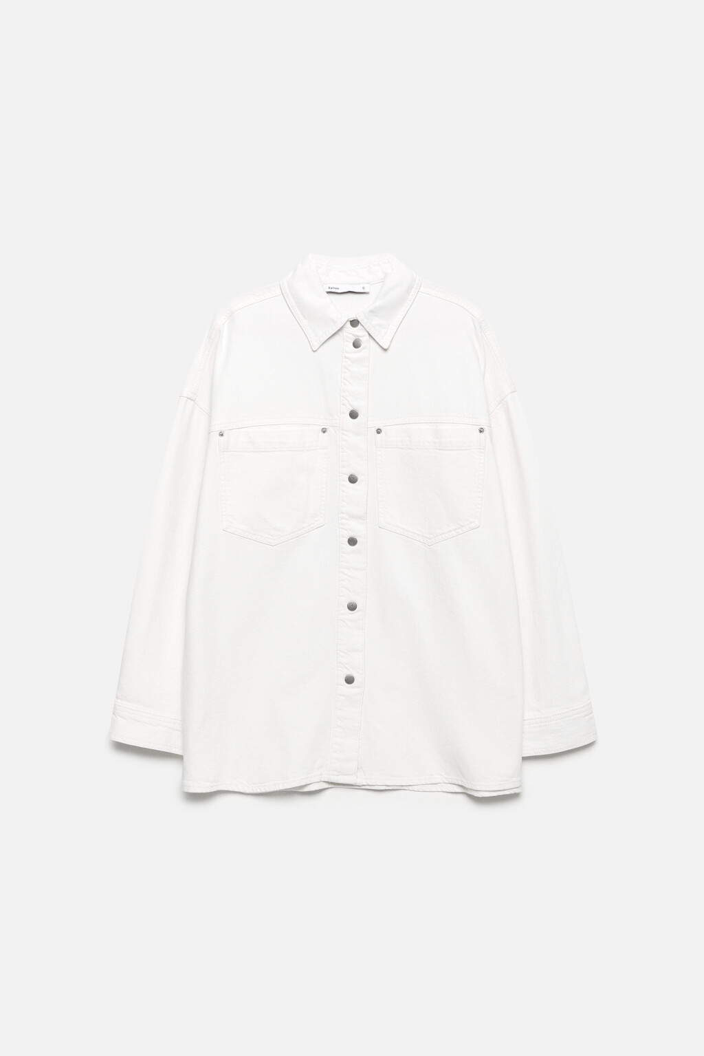 Рубашка джинсовая oversize с карманами - цвет белый - 9