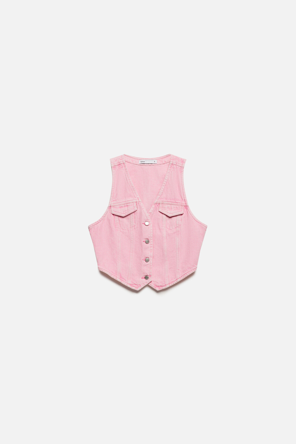 Жилет джинсовый с фигурным низом - цвет розовый - 8