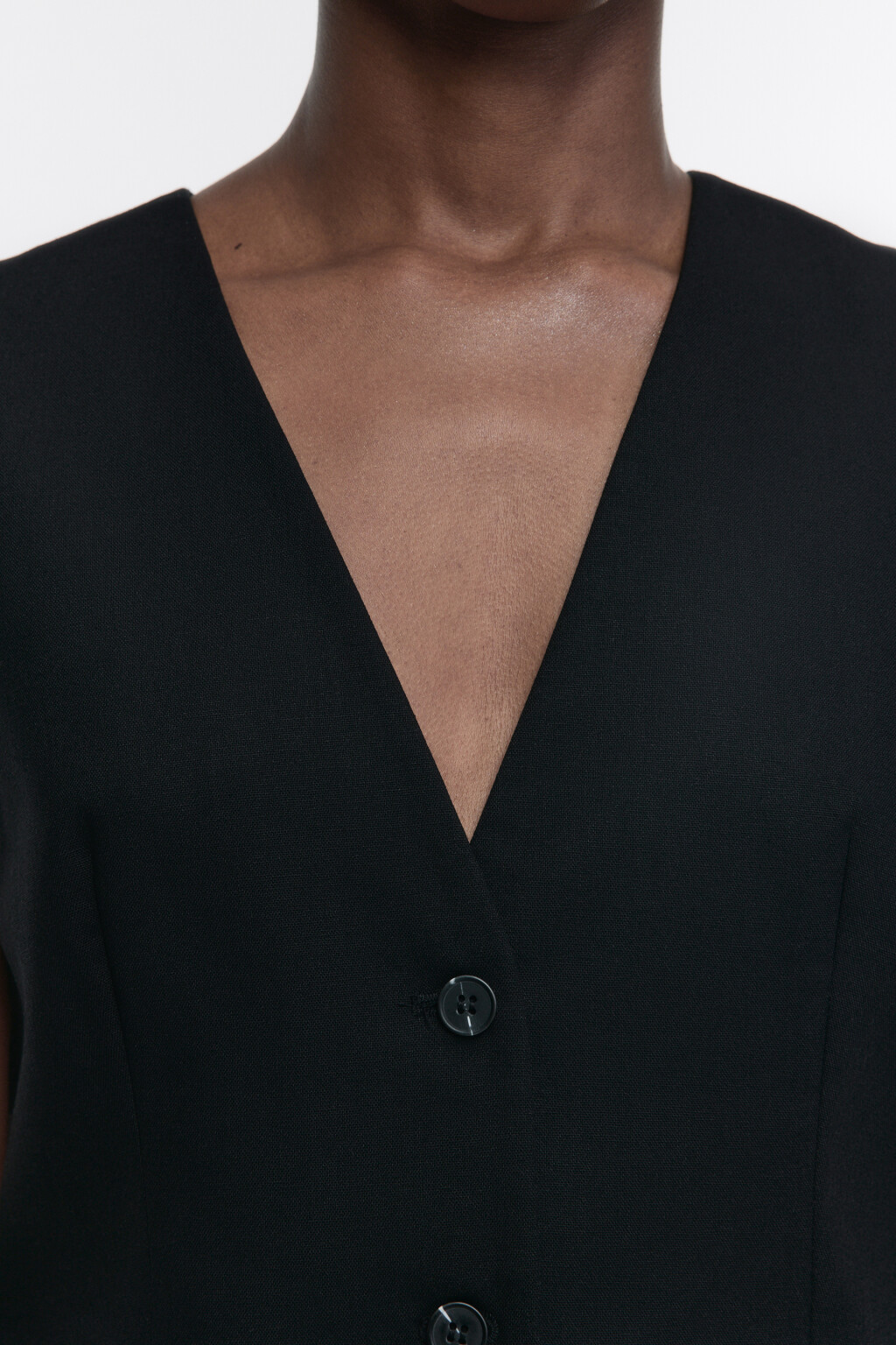 Жилет костюмный из льняной ткани - цвет черный - 6