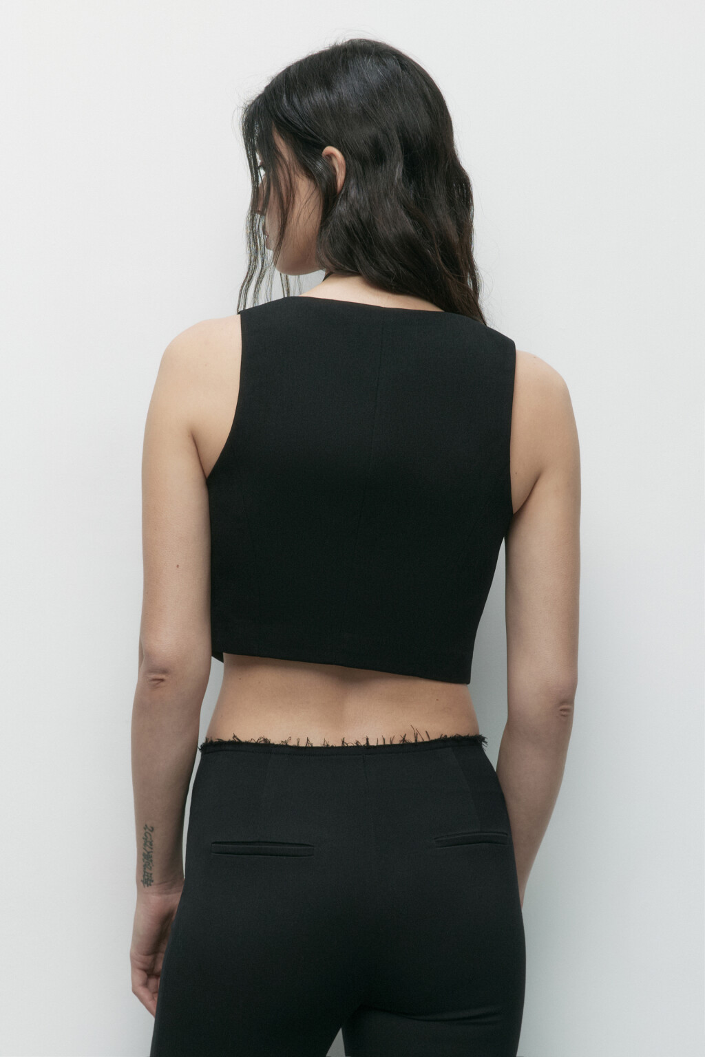 Жилет костюмный приталенный - цвет черный - 5