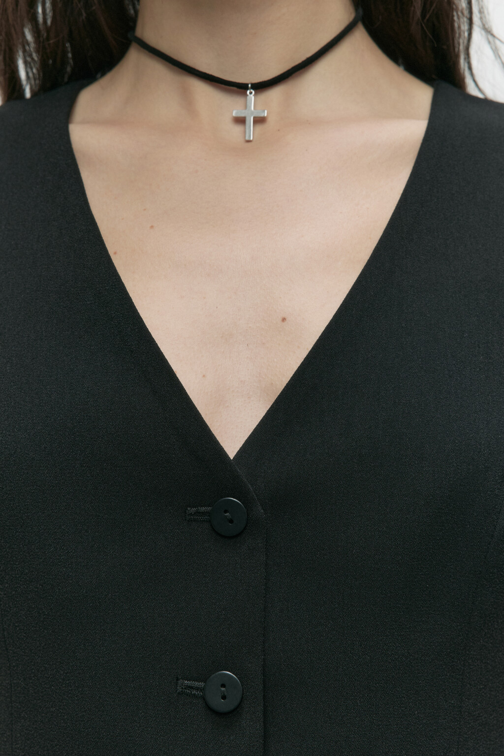 Жилет костюмный приталенный - цвет черный - 7