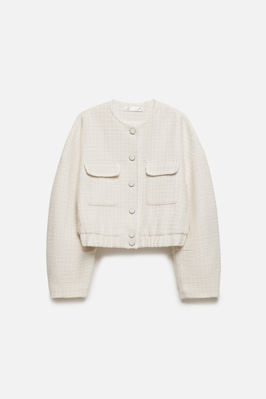 Жакет твидовый укороченный с карманами - цвет бежевый - 9