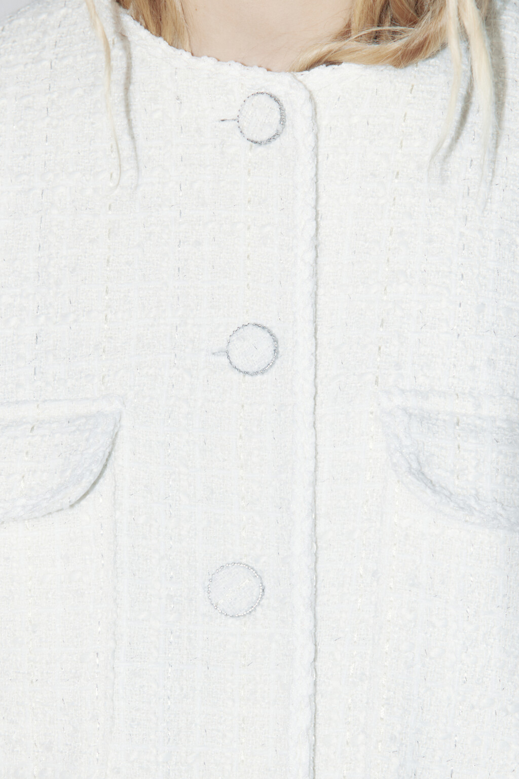 Жакет твидовый укороченный с карманами - цвет бежевый - 7