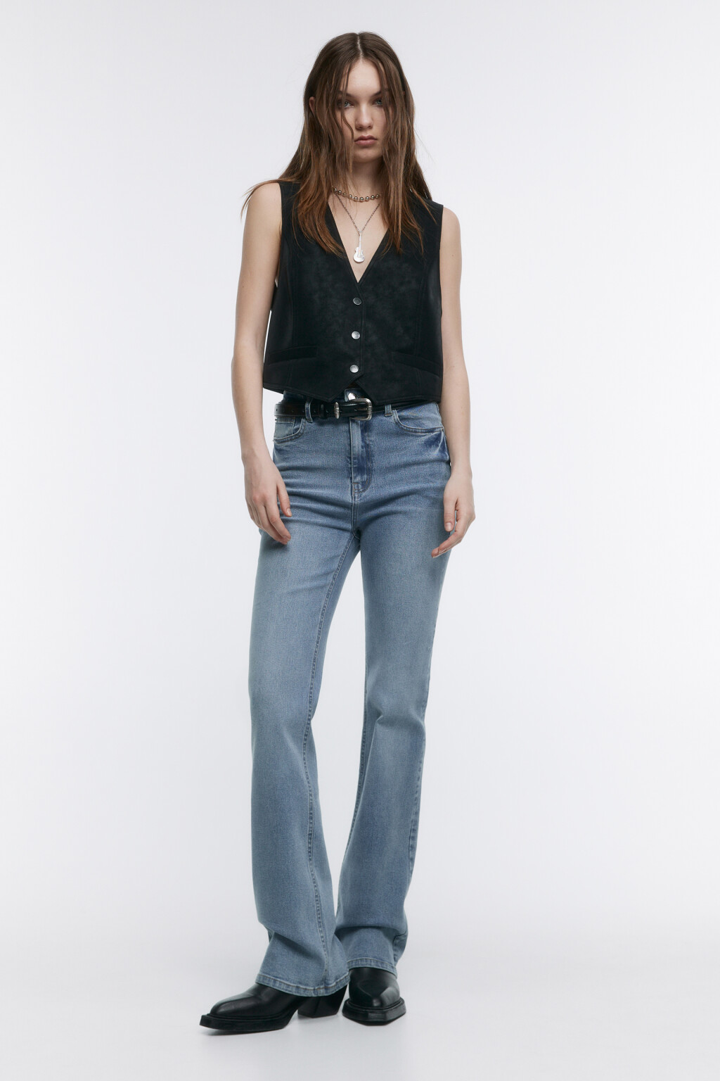 Жилет костюмный из искусственной замши - цвет черный - 5