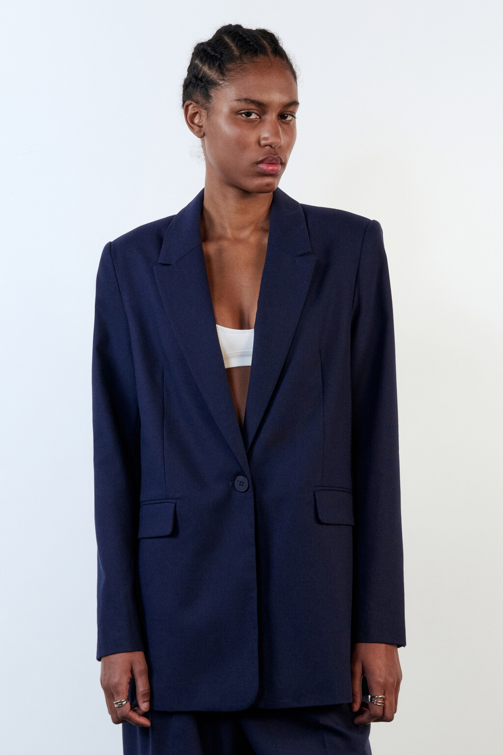 Пиджак прямой из льняной ткани - цвет синий - 2