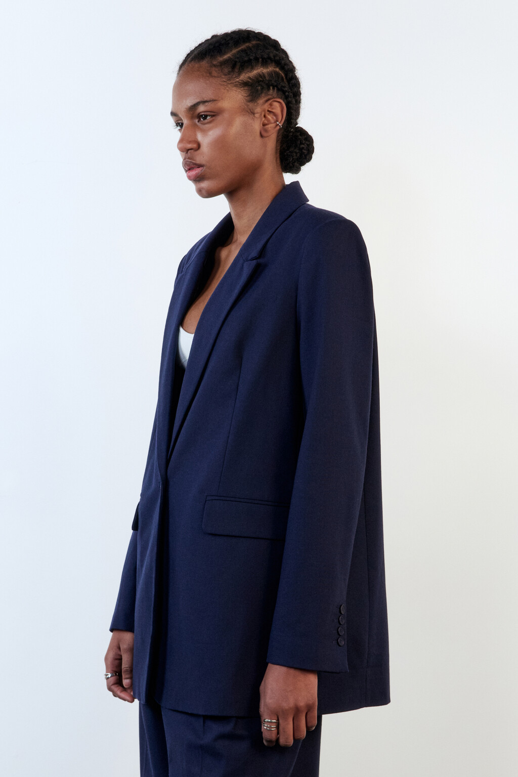 Пиджак прямой из льняной ткани - цвет синий - 3