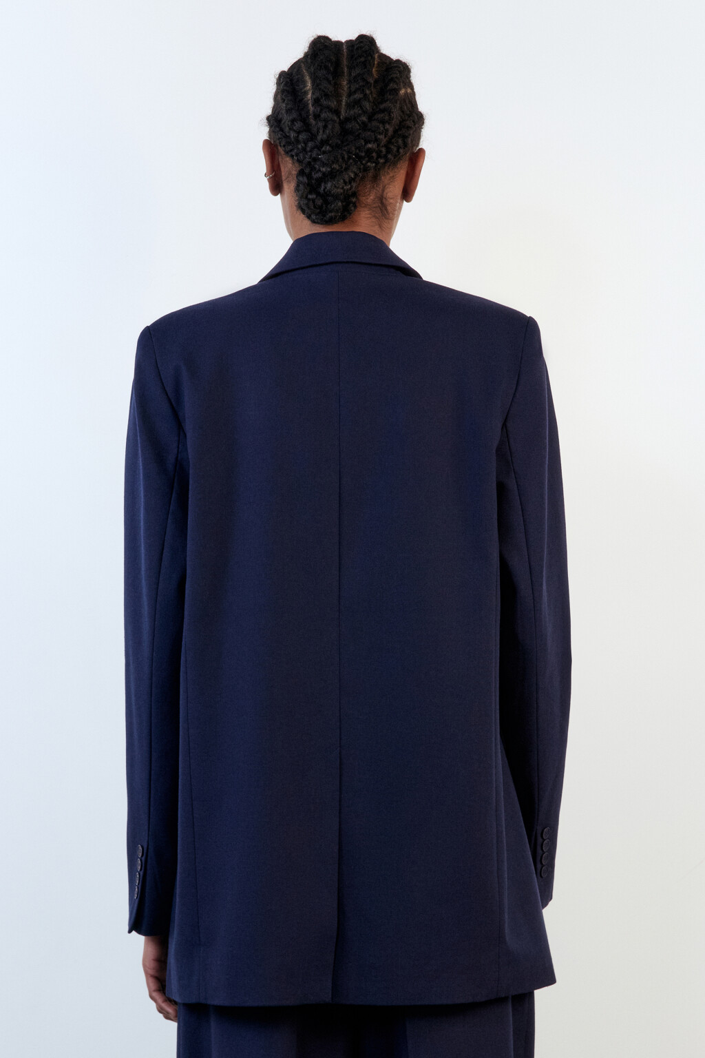 Пиджак прямой из льняной ткани - цвет синий - 4