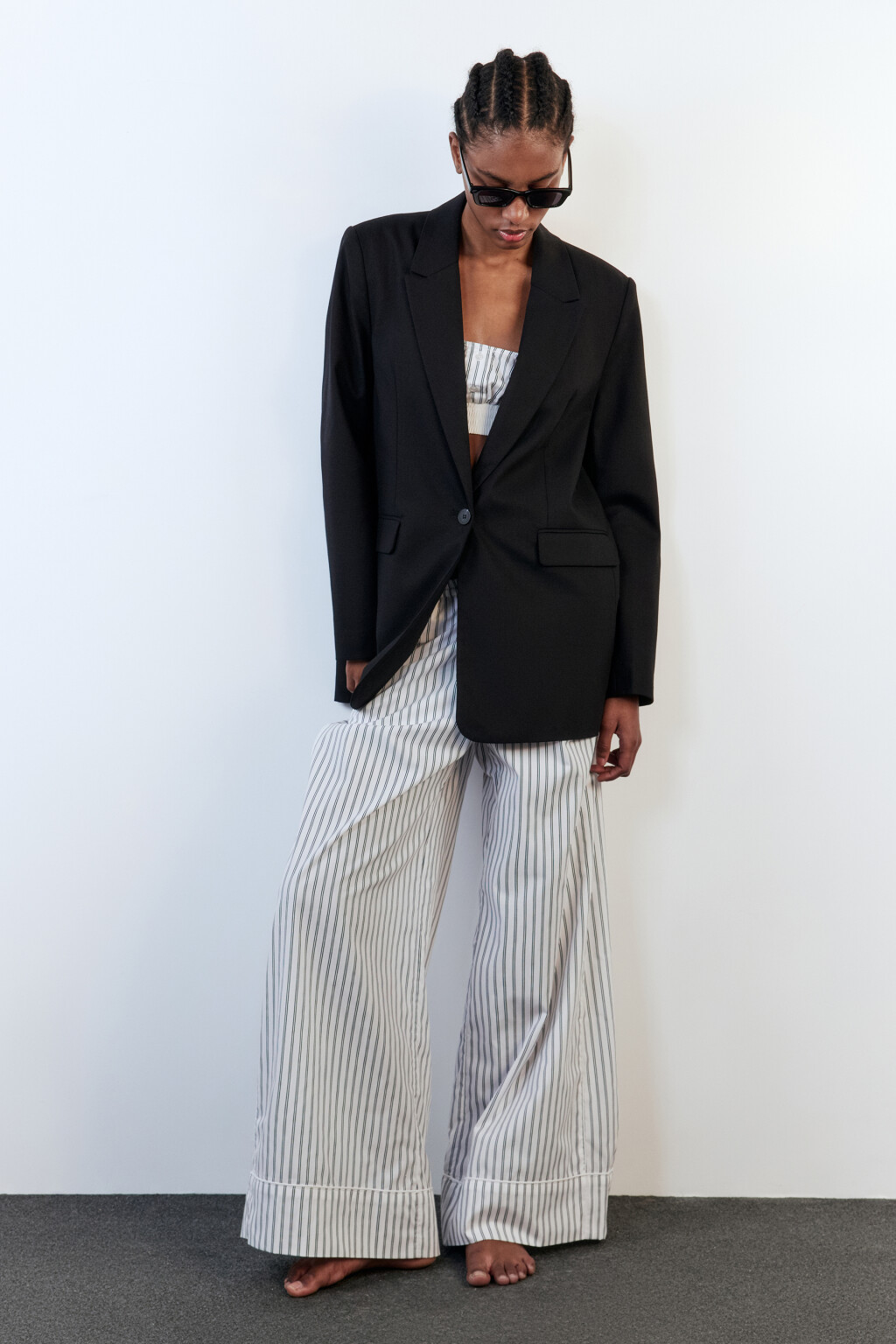 Пиджак прямой из льняной ткани - цвет черный - 5