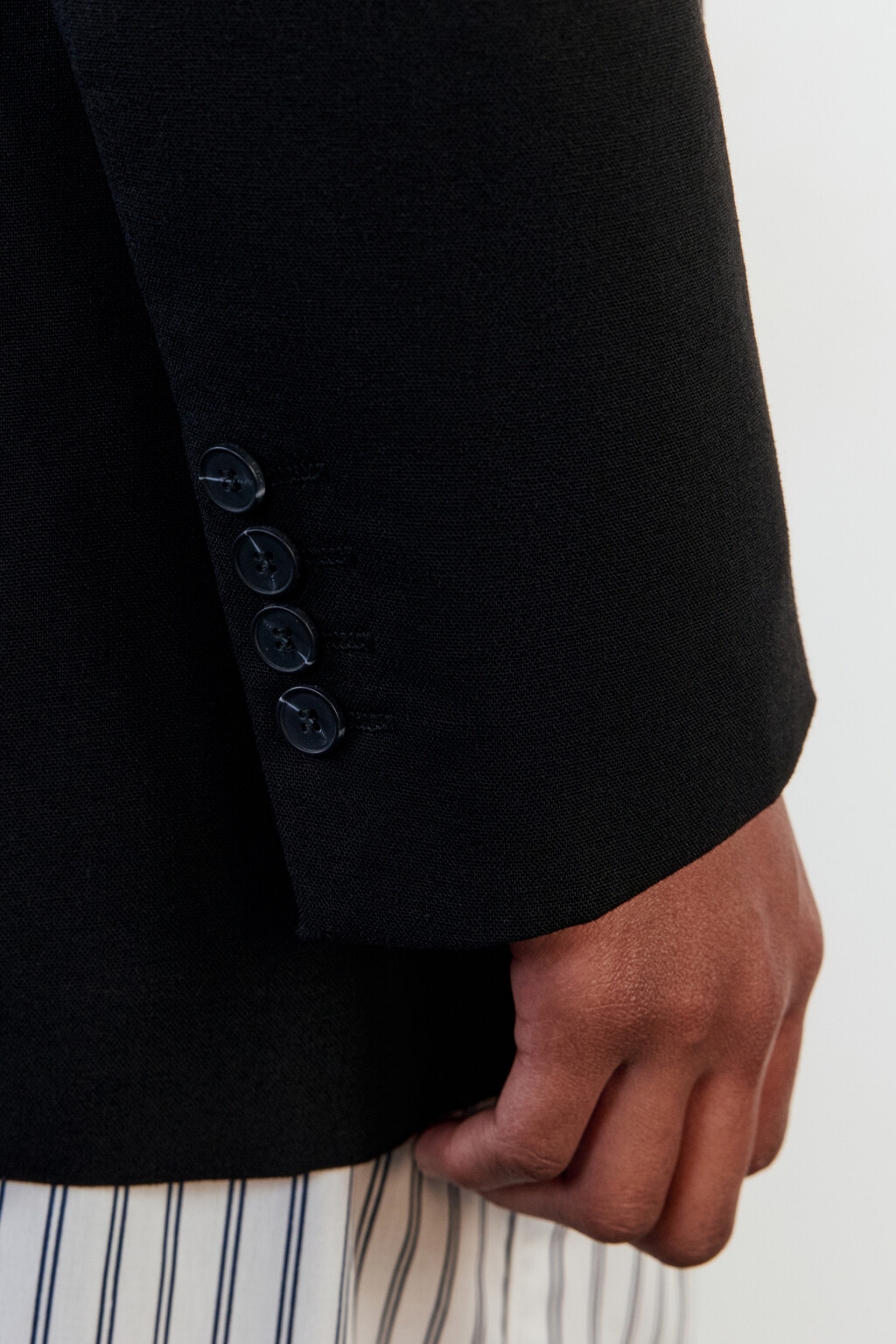 Пиджак прямой из льняной ткани - цвет черный - 8