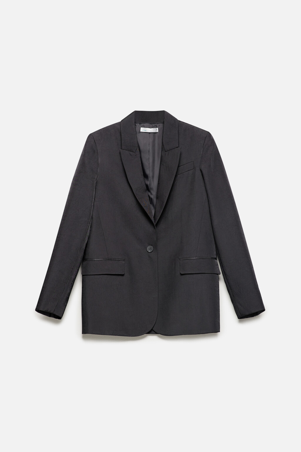 Пиджак однобортный из жатой костюмной ткани - цвет черный - 9