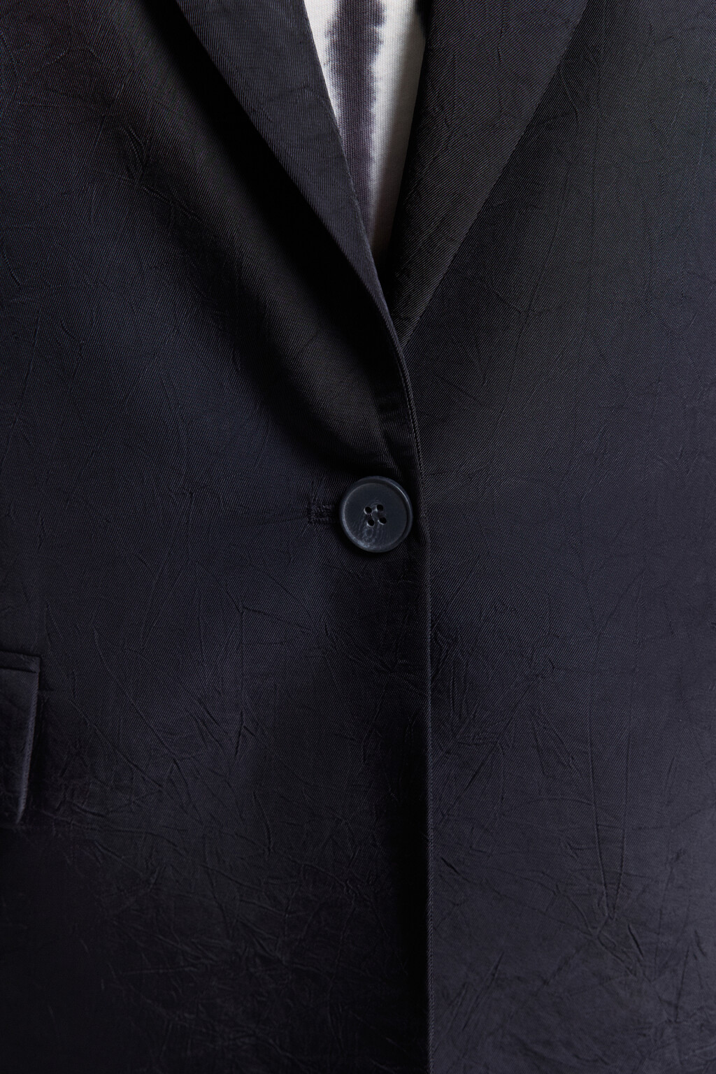 Пиджак однобортный из жатой костюмной ткани - цвет черный - 7