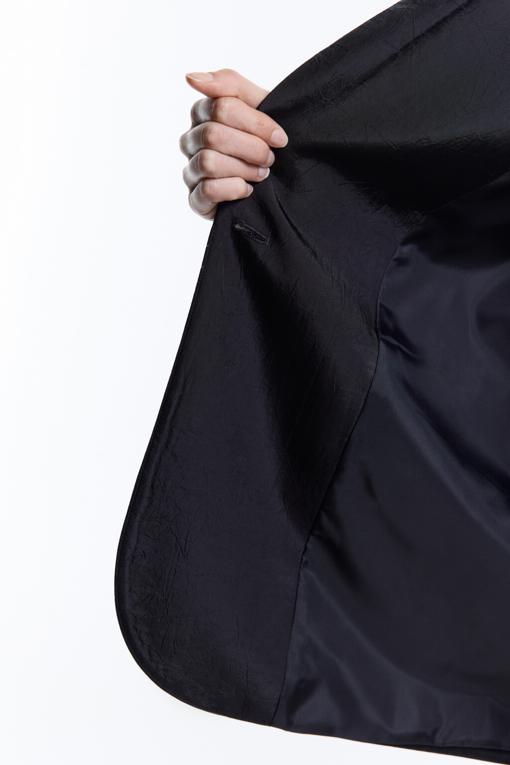 Пиджак однобортный из жатой костюмной ткани - цвет черный - 8