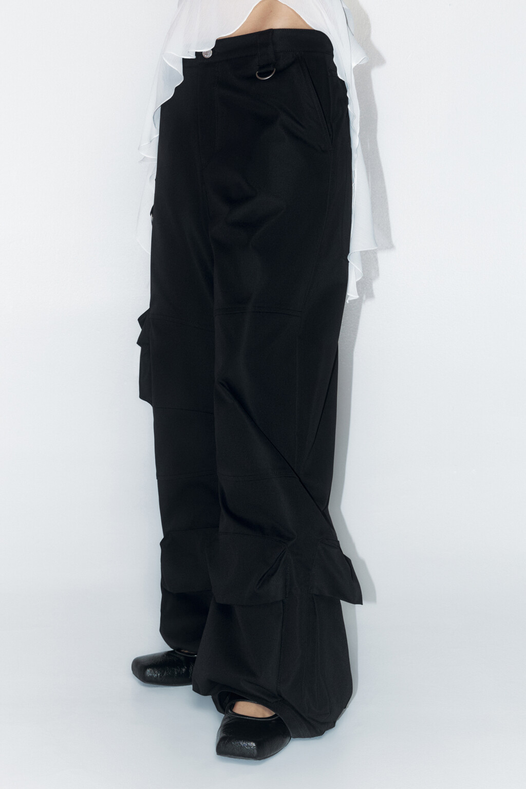 Брюки-карго широкие с низкой посадкой - цвет черный - 3