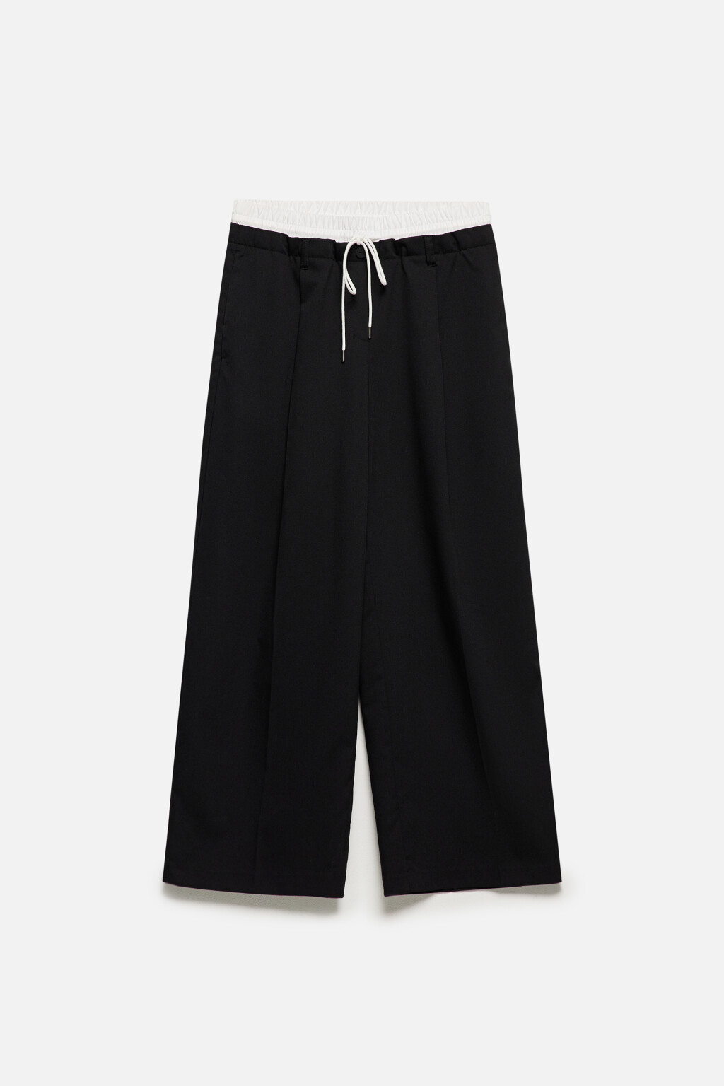 Брюки широкие с двойным поясом - цвет черный - 8