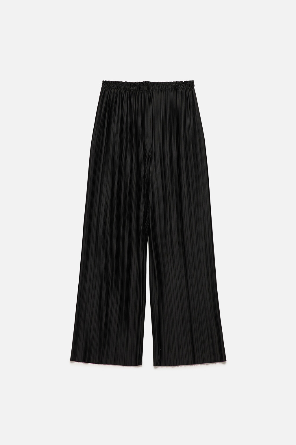 Брюки широкие из плиссированной ткани - цвет черный - 9