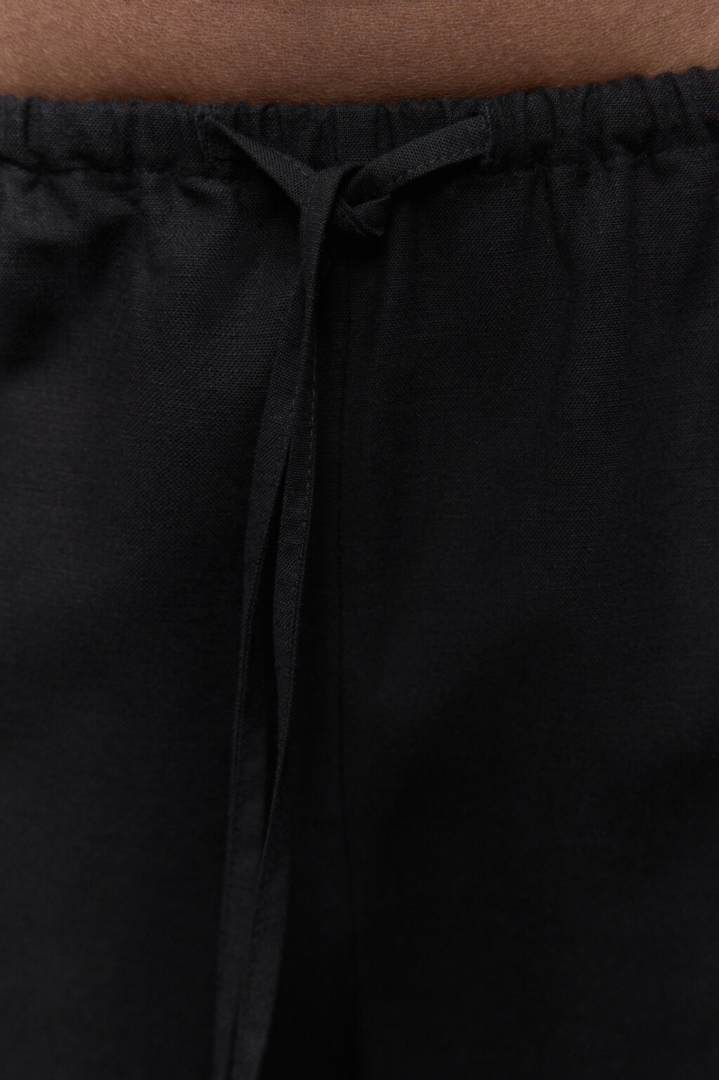 Брюки широкие льняные с поясом-резинкой - цвет черный - 6