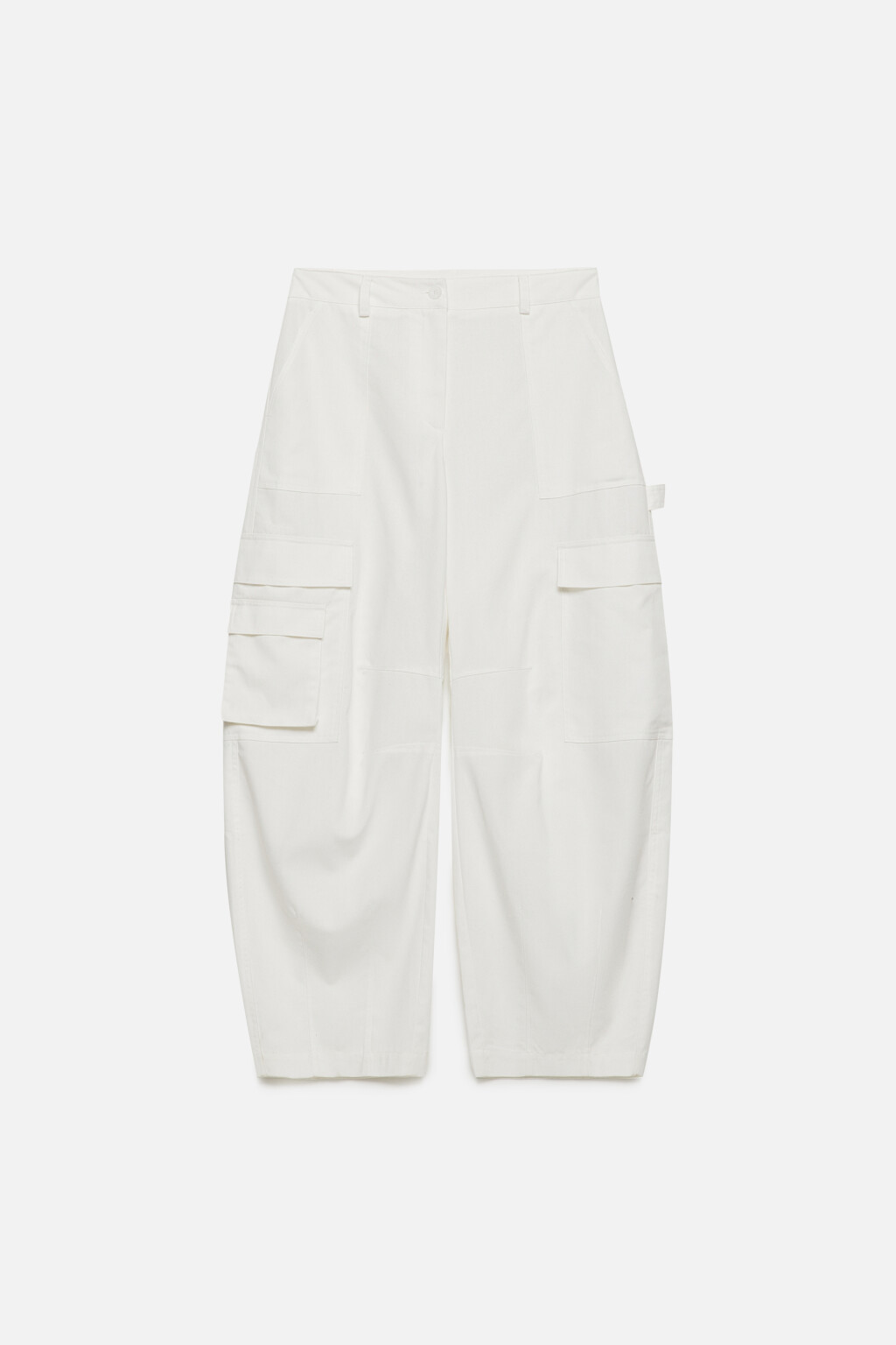 Брюки-карго широкие из льняной ткани - цвет белый - 11