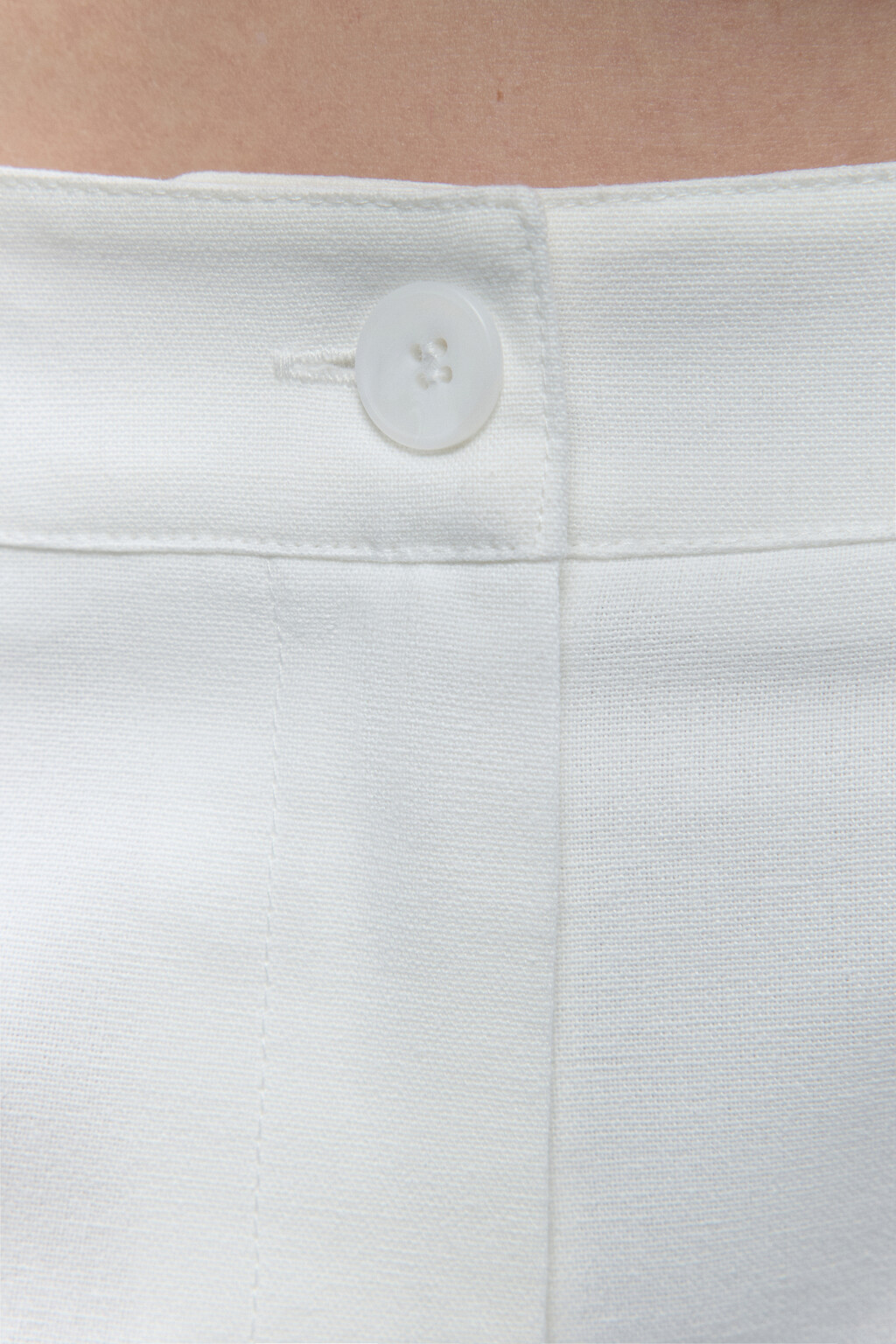 Брюки-карго широкие из льняной ткани - цвет белый - 6