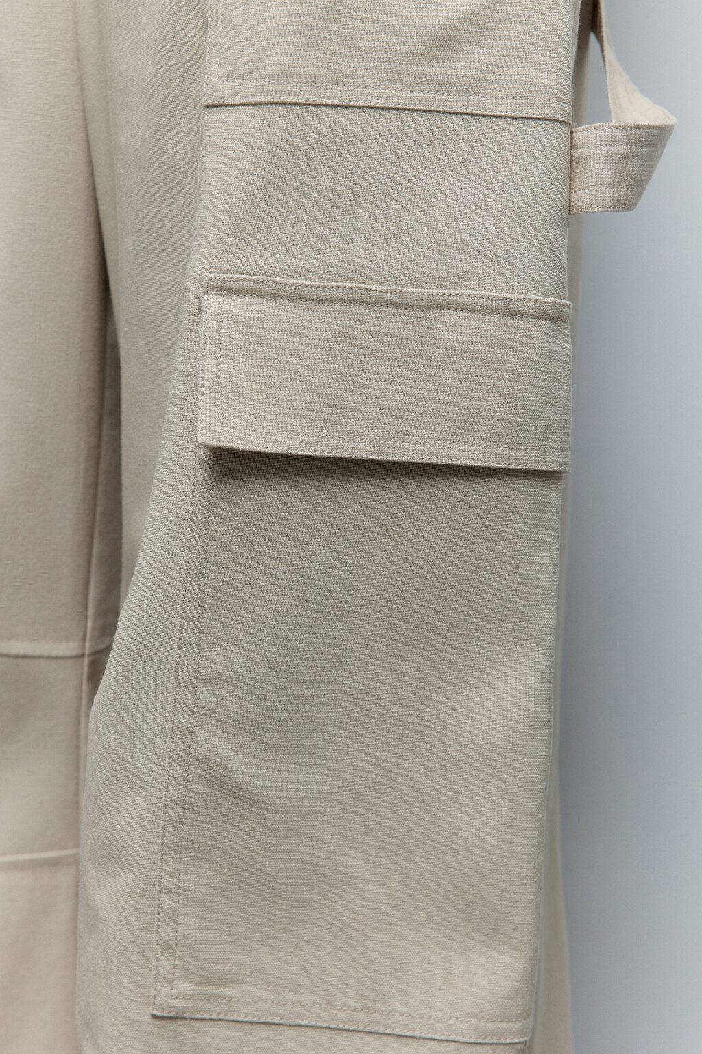 Брюки-карго широкие из льняной ткани - цвет бежевый - 7