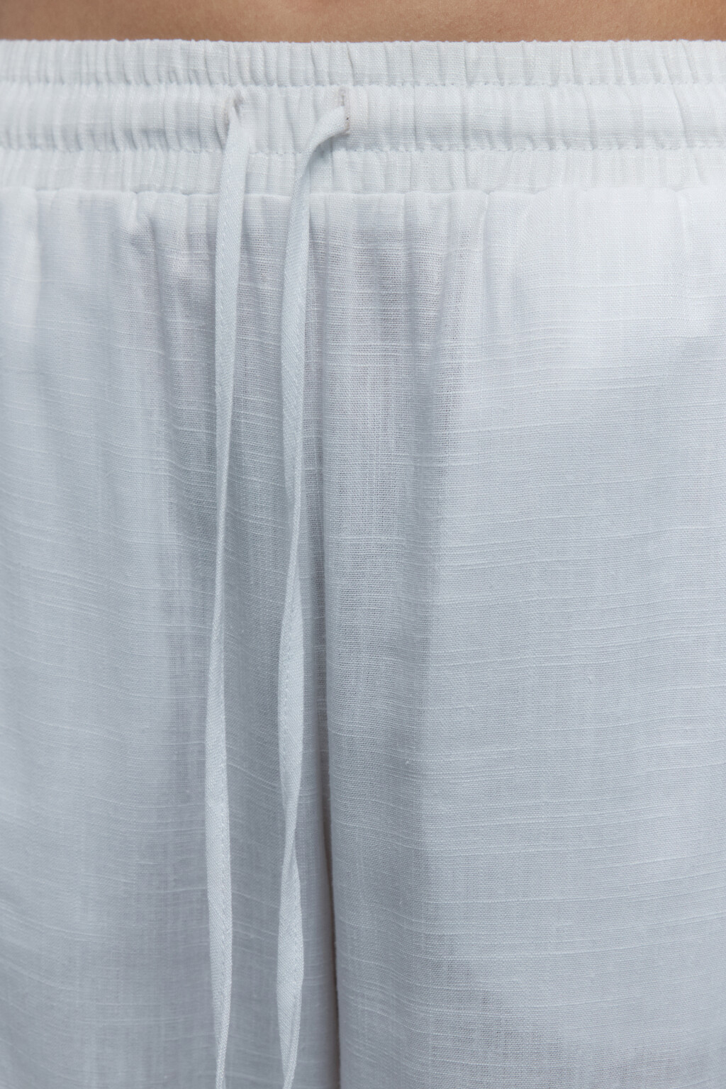 Брюки-палаццо льняные с поясом на завязках - цвет белый - 6