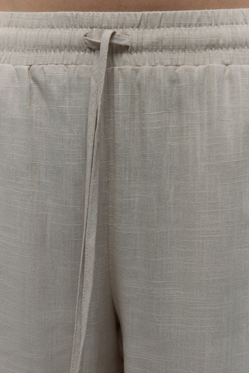 Брюки-палаццо льняные с поясом на завязках - цвет бежевый - 6