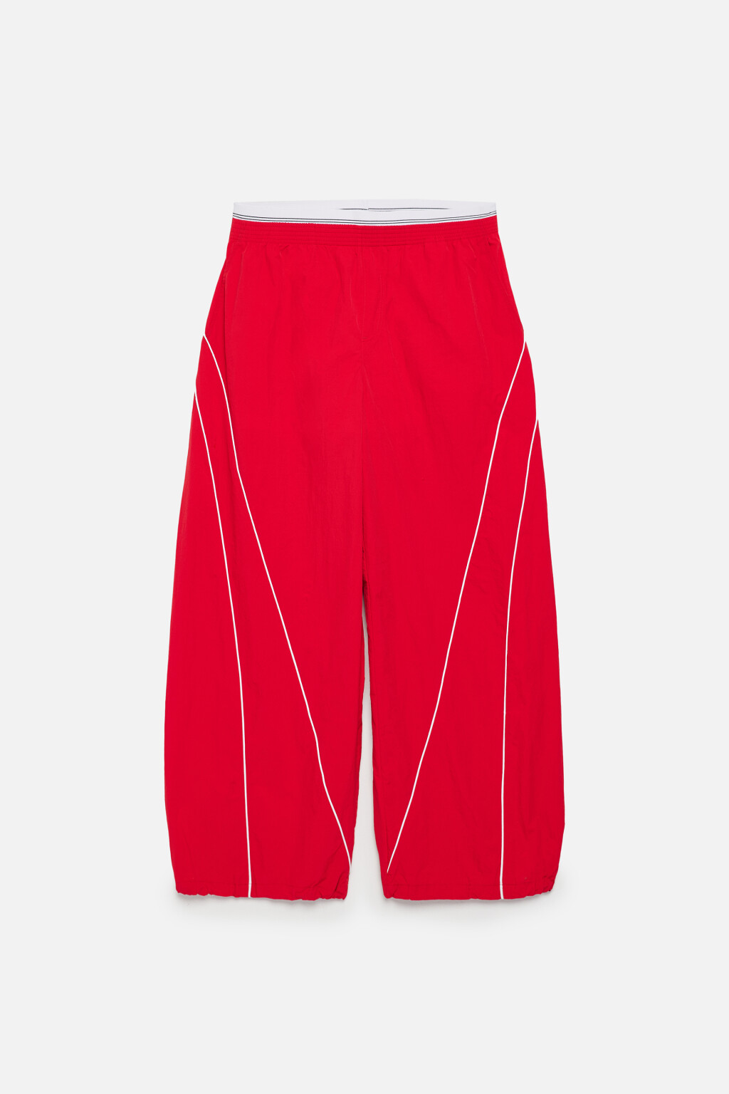 Брюки спортивные широкие с лампасами - цвет красный - 8