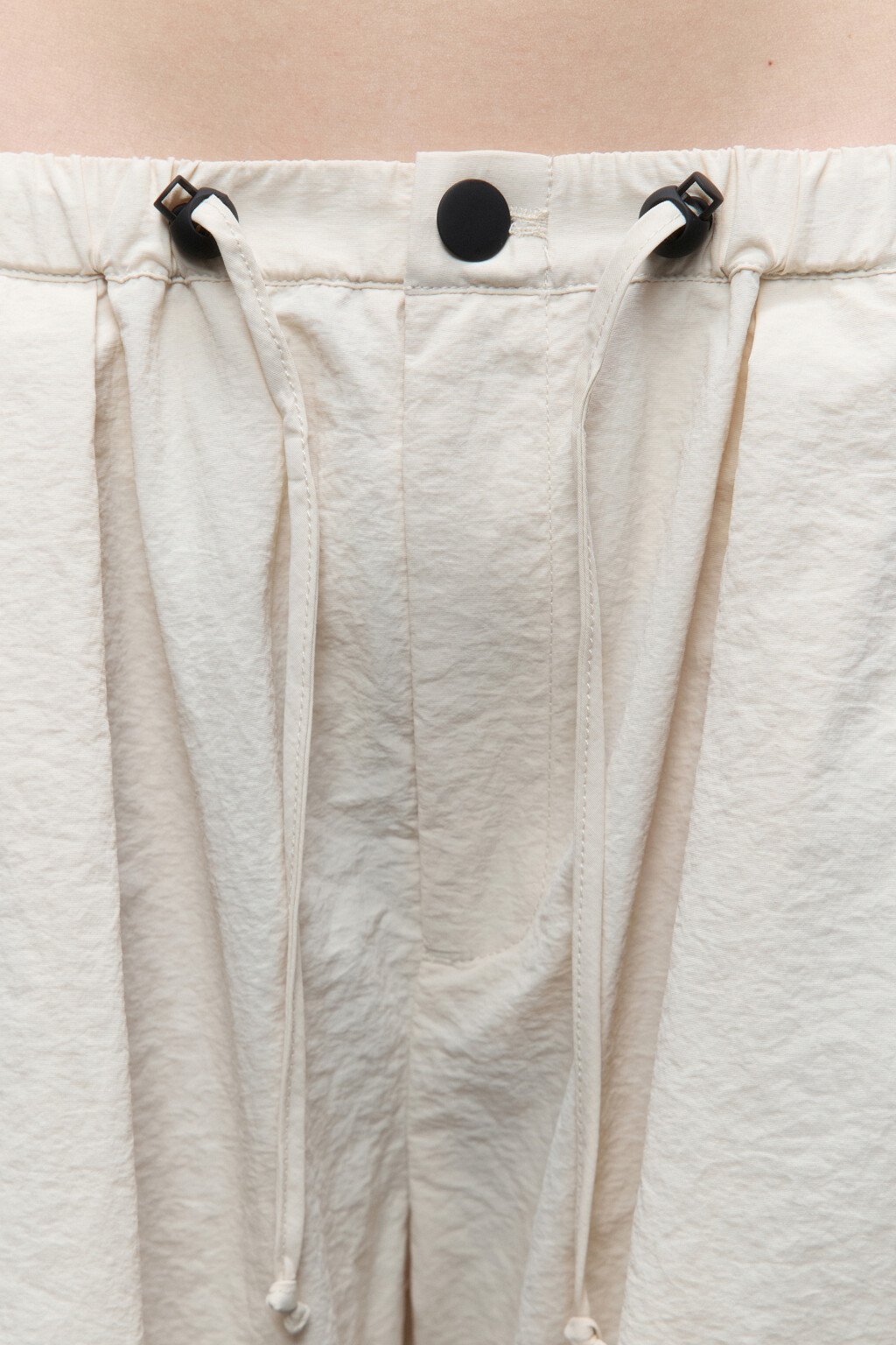 Брюки-парашюты широкие с утяжками - цвет бежевый - 7