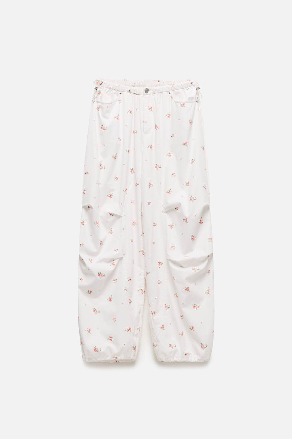 Брюки-парашюты широкие хлопковые с принтом - цвет белый - 9